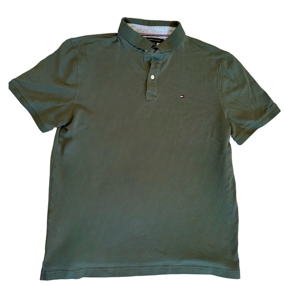 Tommy Hilfiger Men’s Regular Short Sleeves Polo Shirt XL Custom Fit in Olive - Picture 3 of 14